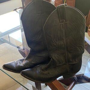 Justin Boots Black Leather Western Pull-On Boots